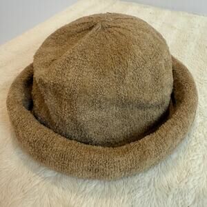 Vintage Aris Rolled Brim Edge Bowler Hat Cap Soft Docker Landlord Tan Beige